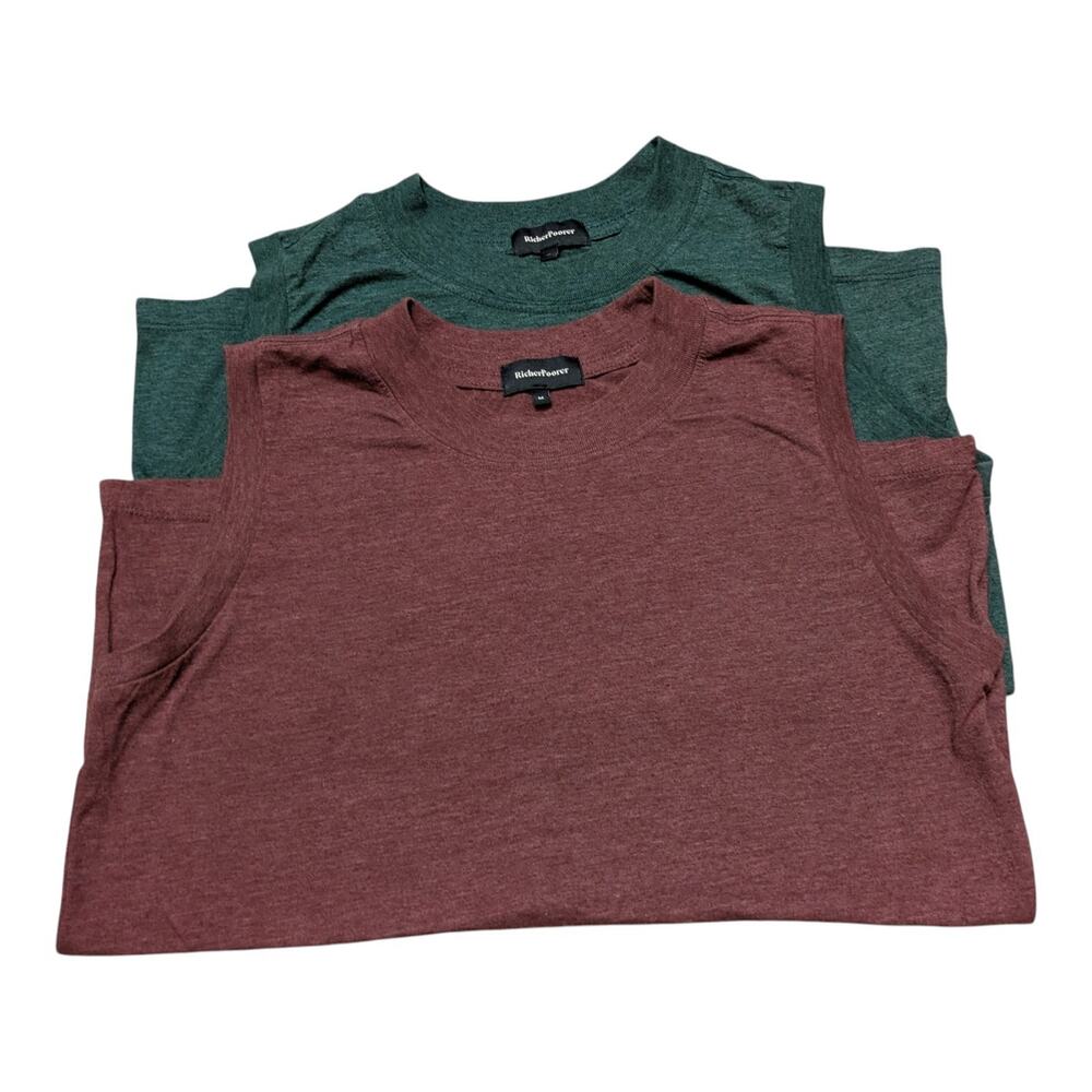 Richer Poorer Mens Muscle Tee Medium Red Green Cotton Sleeveless Tank Top Lot